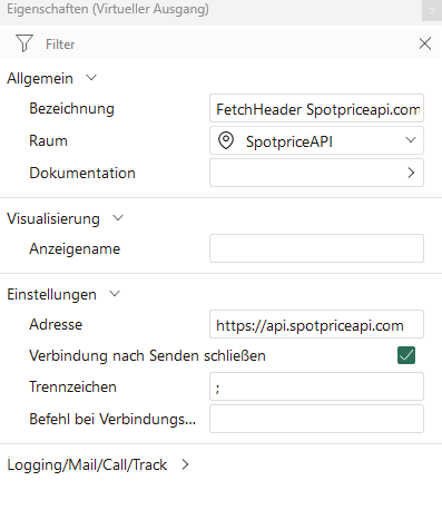 Parent Virtual Output — nur Host-Adresse